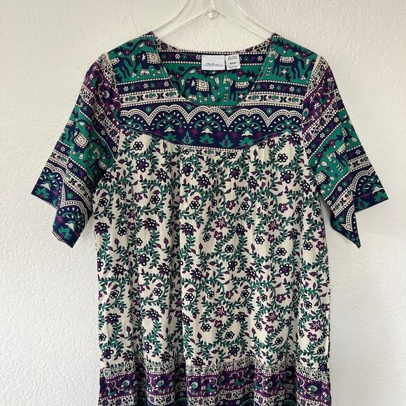 The Vermont Country Store Ankle-Length Cotton Muumuu Tiered Dress M Hawaiian - Picture 4 of 9